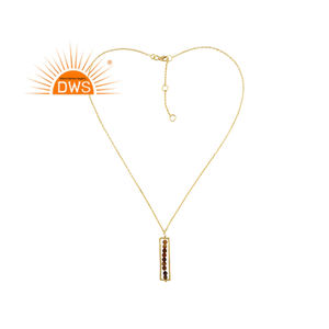 Meilleure vente de collier pendentif en argent sterling plaqué or 18 carats avec pierre précieuse œil de tigre jaune naturel Demi Fine Jewelry Manufacturer - Product Image 1