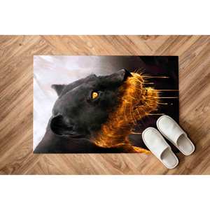 Alfombra con Estampado de Pantera Negra y Dorada - Antideslizante, Suave, Decoración de Oficina, con Pelo Suave - Product Image 5