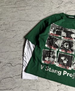 เสื้อยืดแขนยาวผู้ชายแบบโอเวอร์ไซส์ พิมพ์ลายด้านหน้าสองชั้น ผ้าวาฟเฟิล เนื้อผ้ากันหนาว สไตล์สตรีทแวร์ รับผลิตตามสั่งขายส่ง - Product Image 2