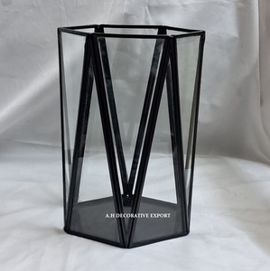 Chrome Stainless Steel Geometric Glass <b>Lantern</b> Indoor/<b>Outdoor</b> Decorative Tabletop <b>Candle</b> Holder for Weddings Other <b>Candle</b> - Product Image 4