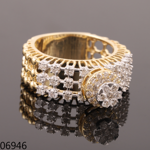 แหวนแต่งงานแบบโซลิแทร์ประดับเพชรแข็งสีขาวทองคลาสสิก VVS ขนาด14K - Product Image 1