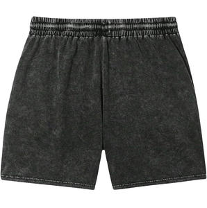 Ensemble T-shirt et short pour homme en coton 100% respirant, écologique, à séchage rapide, lavage à l'acide solide personnalisé, vintage, été - Product Image 2