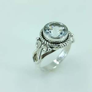 Navya <b>Craft</b> 925 Solid Sterling Silver Romantic Gemstone <b>Ring</b> Handmade White Topaz Women's Fine Jewelry for Everyday Wear - Product Image 3