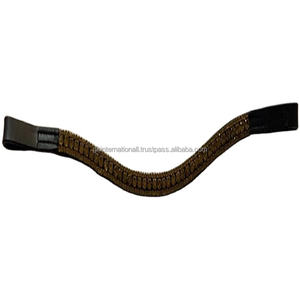 Bandes de sourcils de cheval en cuir cristal à 3 rangées, cristaux dorés et clairs, strass bling-bling, accessoires de cheval faits sur mesure, meilleure qualité - Product Image 1