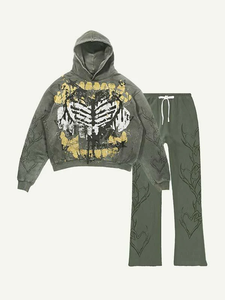 Ensemble de survêtement deux pièces personnalisé pour homme, en coton épais 100 %, avec sweat à capuche et pantalon de jogging à ourlet brut - Product Image 6