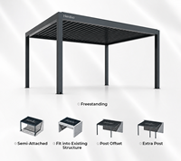 Pergola à lames orientables en aluminium OEM pour entrepreneur, personnalisable avec logo, étanche et résistante au vent, avec éclairage LED pour patio et jardin