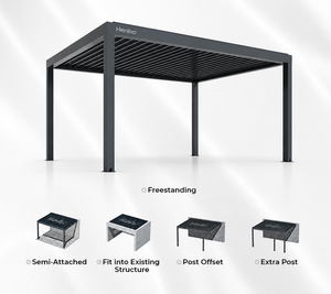 Pérgola <span class=keywords><strong>de</strong></span> Aluminio con Revestimiento <span class=keywords><strong>de</strong></span> Lamas, Personalizable con Logotipo, Resistente al Agua y al Viento, con LED, para Patio y Jardín, Venta al Por Mayor para Contratistas - Product Image 2