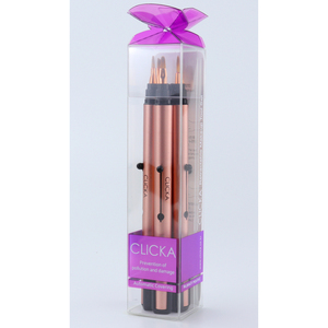 Juego de Brochas de Maquillaje de la Serie 1 CLICKA, Hecho en Corea, Duradero, Color Dorado, con Tapa Retráctil Patentada, Ideal para Viajes - Product Image 2