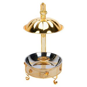 Platos de frotamiento de oro de alta calidad para catering Plato de frotamiento de acero inoxidable Calentador de alimentos para uso de buffet de hotel Platos de comida usada - Product Image 1