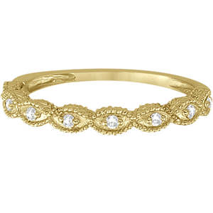 Bague de mariage en or jaune 14 carats avec diamant de forme marquise antique, bijoux en diamant de 0,10 carat - Product Image 4
