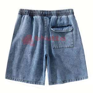 Comfort Factory Price Plus Size <b>Men</b> 100% Cotton Casual Denim <b>Jeans</b> Shorts Pocket Design Light Blue Zipper Fly Mid Elastic - Product Image 2