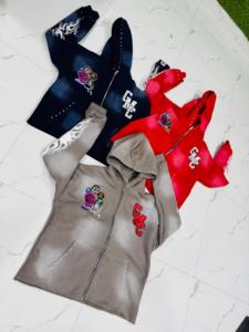 Custom Logo Manufacturer DTG Printing <b>Men's</b> Heavyweight Thick Distressed Cropped <b>Zip</b>-<b>Up</b> Acid Wash Fleece Hoodie for <b>Men</b> - Product Image 2