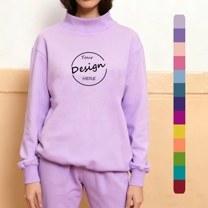 À la mode femmes surdimensionné long col montant hiver sweat doux coton mélange polaire pull confortable chaud écologique décontracté - Product Image 1