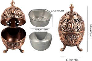 Antique Style Metal Incense <b>Burner</b> with Ornate Floral Design and Lid Perfect for Home Decor Meditation Prayer Room and Gift Use - Product Image 4