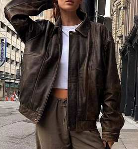 Chaqueta de cuero genuino de alta calidad para mujer Nueva llegada Chaqueta de cuero negro ligera y cómoda para mujer - Product Image 1