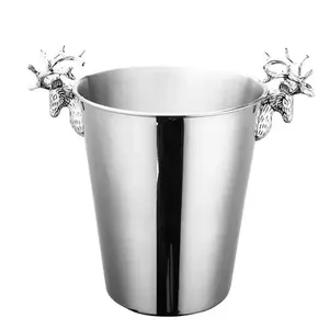 Ensemble de bar à champagne martelé, finition cuivre, hôtel, fête, porte-bouteille de vin, seaux à glace, bacs à boissons, bol en métal durable - Product Image 4