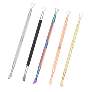 Dual-End Stainless Steel Nail Cuticle Pusher <b>Tool</b> Set for Manicure <b>Pedicure</b> with Textured Grip Rainbow Finish Reusable Durable - Product Image 1
