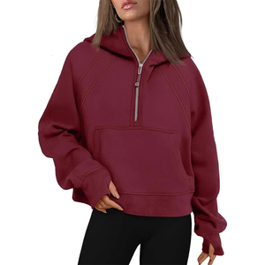 Jersey informal para mujer, sudaderas de lana con media cremallera, transpirable, media cremallera con orificio para el pulgar para Otoño Invierno, transpirable con OEM - Product Image 4