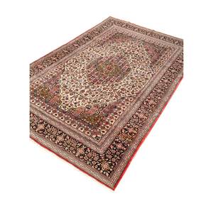 Tapis en soie noués à la main Gulmarg Ivory pour la maison - Motif médaillon rectangulaire en viscose pour adolescents, idéal pour salon et couloir - Product Image 2