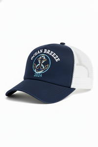 Stylish <b>Navy</b> Mesh Cap with Anchor Embroidery | Adjustable Fit Trucker <b>Hat</b> | Perfect for Beach & Casual Wear - Product Image 3