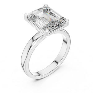 Anillo Solitario de Oro Amarillo de 14K con Diamante Cultivado en Laboratorio y Esmeralda |   Anillo de Boda |   Diamante Cultivado Nuevo - Product Image 6