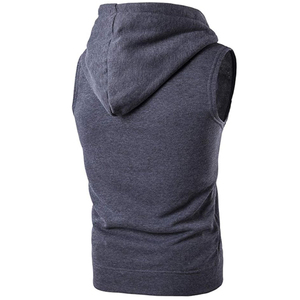 Men's Cotton <b>Sleeveless</b> Gym <b>Hoodie</b> High Quality Custom Embroidered 2 Pcs Winter Fitness Sportswear - Product Image 6