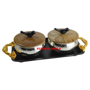 Pot de fruits secs en métal violet de luxe fait à la main en forme de serveur de noix vintage pot de bonbons à condiments enduit de poudre en gros - Product Image 3