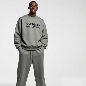 Color Block Boxy Man <b>Sweatpants</b> and Hoodie Set Streetwear <b>Oversized</b> Tracksuit Heavyweight Fleece Blank Flared Baggy Tracksuits - Product Image 6