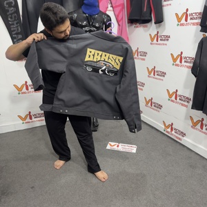 Vestes de travail en toile brodée épaisse, doublure en laine, style vintage décontracté, avec doublure en maille, pour printemps-été - Product Image 1