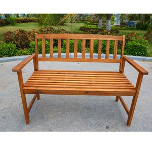 Banc d'extérieur de style ferme optimal pour les hôtels, couleur personnalisable, logo, bois massif de haute qualité, confortable pour les clients - Product Image 2