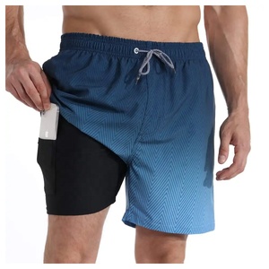 Pantalones cortos de baño para hombre Moda de verano Impreso Bolsillos con cordón Pantalones cortos de playa Gimnasio Entrenamiento Pantalones cortos para correr de secado rápido - Product Image 2