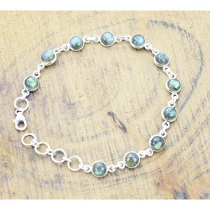 Labradorite <b>Gemstone</b> 925 Sterling Silver Crystal <b>Bracelet</b> - Product Image 2