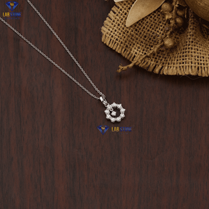 Colgante de diamante de corte brillante redondo TDW 0,16 con cadena de oro blanco certificado/no certificado Diamante Cvd Joyería de diamantes - Product Image 2