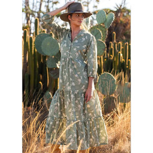 Robe longue à volants avec manches longues Cascade - Product Image 1