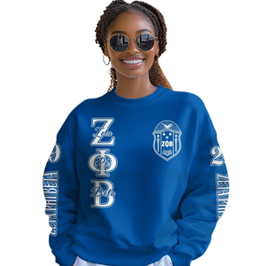 Sudadera con Cuello Redondo Zeta Phi Beta para Mujer, Ropa Griega de 1920, Sudadera Azul Bordada de la Hermandad - Product Image 4