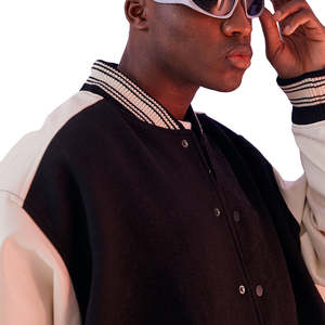 Blouson bombardier de baseball universitaire élégant pour hommes noir blanc décontracté Streetwear College Letterman vêtements d'extérieur pour les sports d'automne et d'hiver - Product Image 4