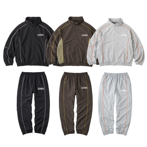 Ensemble de survêtement en nylon pour homme, coupe-vent, deux tons, polyester, ensemble de sport 2 pièces, personnalisé, léger, unisexe, jogging zippé en nylon - Product Image 1