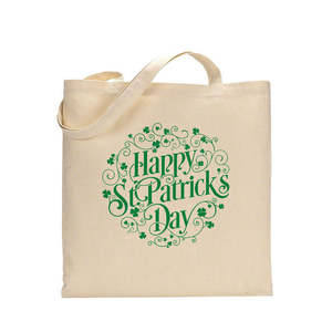 Sac fourre-tout Happy St Patrick's Day Leaf Globe à fermeture ouverte pour la saison printanière - Product Image 2