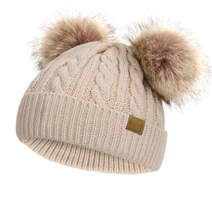 Wholesale 100% Wool Knitted <b>Pompom</b> Beanies for Winter Men and Women Custom Logo Unisex Plain Beanie <b>Hats</b> Beach Appropriate - Product Image 3