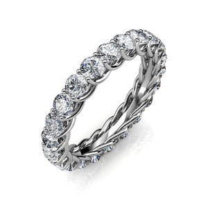 Lujoso anillo de bodas de oro blanco de 14K, banda de eternidad de diamante moissanita con diseño tejido, círculo completo brillante a la moda - Product Image 3