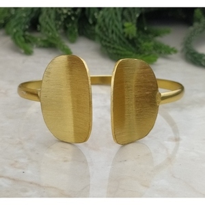 Handmade Classic Gold Plated Brass Cuff Bracelets Geometric Shape Patterned <b>Bangles</b> - Product Image 3