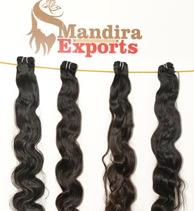 Venta al por mayor de extensiones de cabello humano ondulado largo alineado con cutícula virgen India natural - Product Image 3