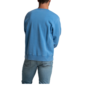 เสื้อสเวตเตอร์คอกลมสำหรับผู้ชายเสื้อมีฮู้ดลำลองทรงสลิมฟิตสีพื้นสีฟ้าออกแบบได้ตามที่ต้องการ - Product Image 3