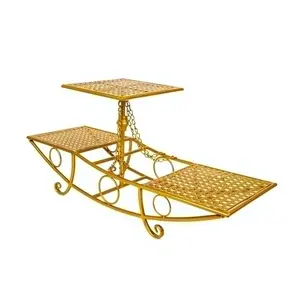 Luxury Royal Style Cake Stand with Durable <b>Gold</b> Finish Customizable Size for Gleaming Metallic Cake Display - Product Image 1