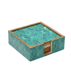 Ensemble de 6 sous-verres chauffants en MDF, coussinets en bois imprimés pour la protection de la table, maison, bureau - Product Image 1