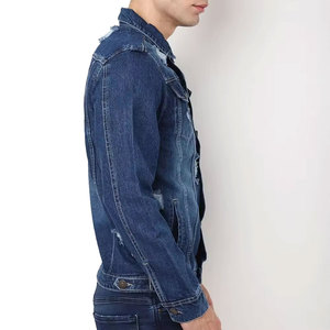 Veste en jean pour homme de haute qualité en gros, 100 % coton, col montant, respirante et coupe-vent - Product Image 2