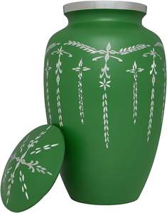 Urne funéraire verte Urne funéraire colorée en quatre options: Urne rose, verte, violette ou grise pour cendres humaines en aluminium de taille adulte - Product Image 1