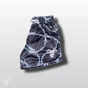 Personnalisé Hommes 100% Polyester Vintage Fitness Running Gym Mesh Shorts Motif solide avec écran 3D Mousse Puff Print et Cordon de serrage - Product Image 4