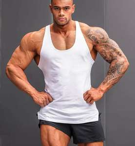 Hombres al por mayor de fábrica 100% algodón Jersey tela tamaño gordo gimnasio Stringer Tank Top culturismo para deportes - Product Image 5