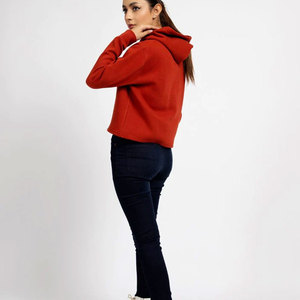 เสื้อฮู้ดลายหูรูดสำหรับผู้หญิงผ้าขนแกะมีฮู้ดแบบมีเชือกผูก - Product Image 4